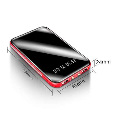 High Capacity Portable Power Bank Mirror Screen Slim Mini 10000mAh Battery Charger For Mobile Phone